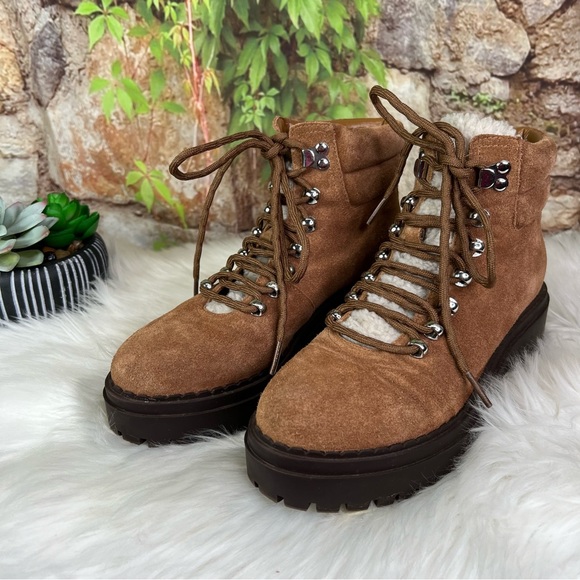 MARC FISHER Nairy Suede Hiking Boots with Chunky Soles, 7.5 - Picture 3 of 12